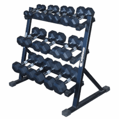 Kit de Halteres sextavado C/ pegada Cromada 1 á 10kg - Pares + estante